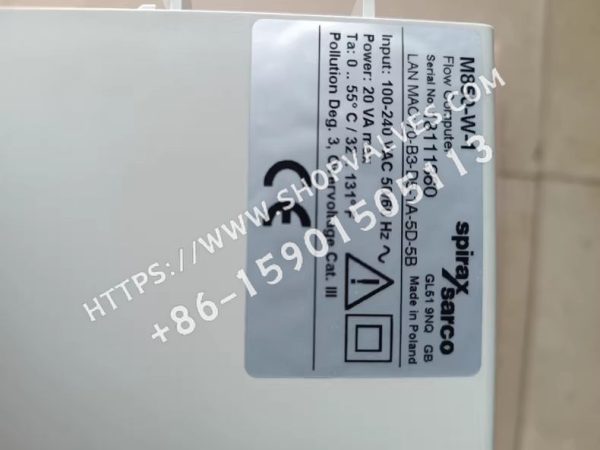 Spirax Sarco Spirax Sarco M850-W-1 18111360 Flow Calculator Nameplate